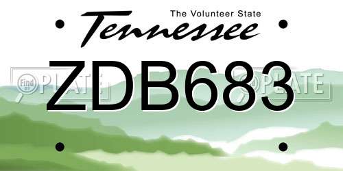 ZDB683 Tennessee License Plate