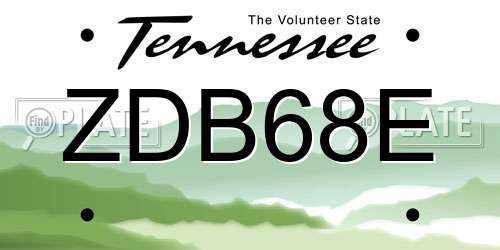 ZDB68E Tennessee License Plate