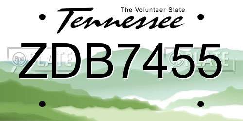 ZDB7455 Tennessee License Plate