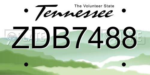 ZDB7488 Tennessee License Plate
