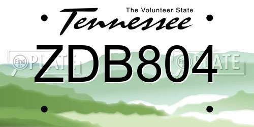 ZDB804 Tennessee License Plate