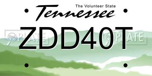 ZDD40T Tennessee License Plate