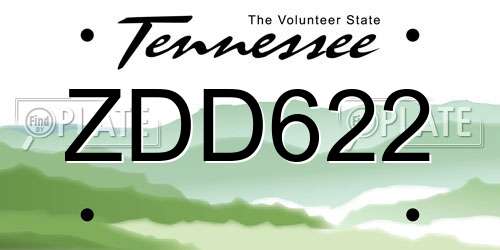 ZDD622 Tennessee License Plate