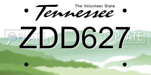 ZDD627 Tennessee License Plate