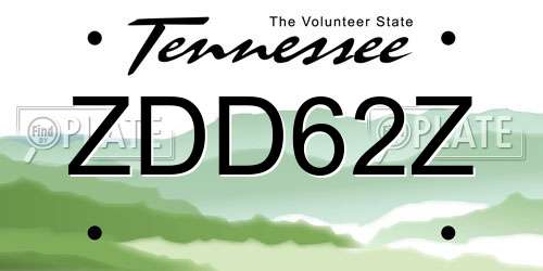 ZDD62Z Tennessee License Plate
