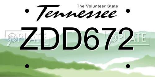 ZDD672 Tennessee License Plate