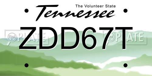 ZDD67T Tennessee License Plate