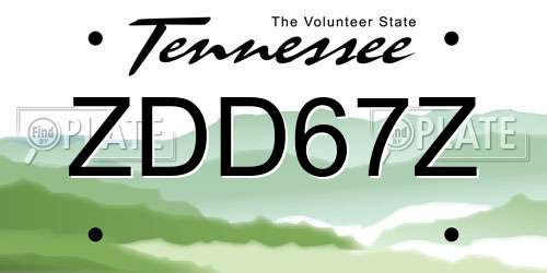 ZDD67Z Tennessee License Plate