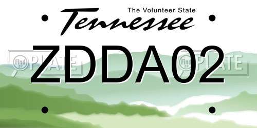ZDDA02 Tennessee License Plate