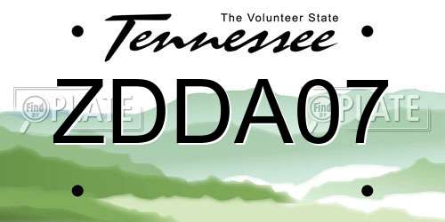 ZDDA07 Tennessee License Plate