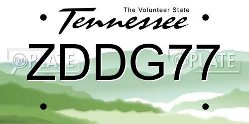 ZDDG77 Tennessee License Plate