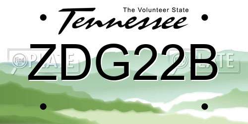 ZDG22B Tennessee License Plate