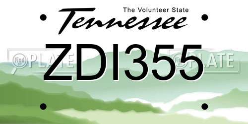 ZDI355 Tennessee License Plate