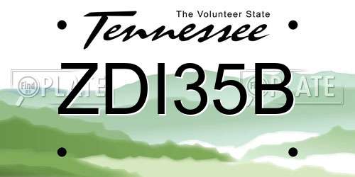 ZDI35B Tennessee License Plate