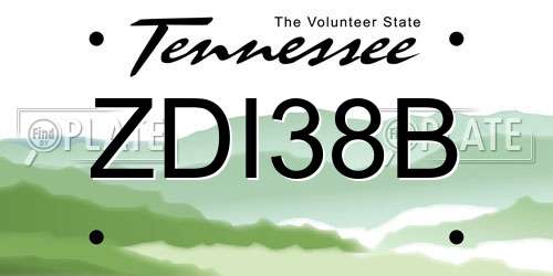 ZDI38B Tennessee License Plate