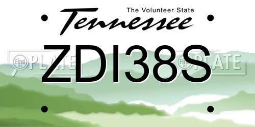 ZDI38S Tennessee License Plate