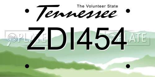 ZDI454 Tennessee License Plate
