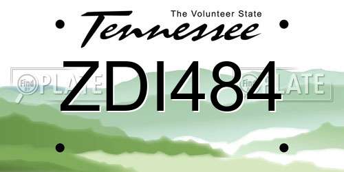 ZDI484 Tennessee License Plate