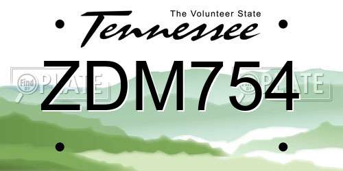 ZDM754 Tennessee License Plate