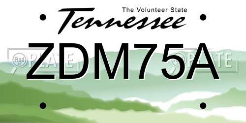 ZDM75A Tennessee License Plate