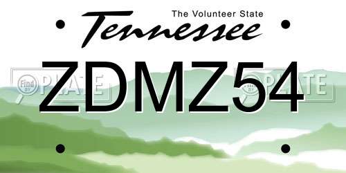 ZDMZ54 Tennessee License Plate