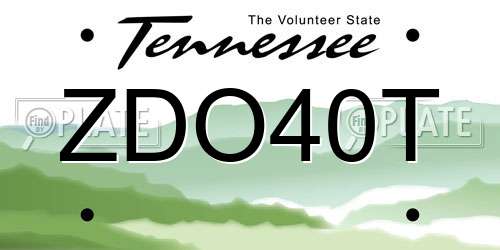 ZDO40T Tennessee License Plate