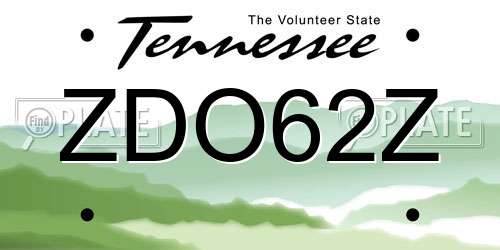 ZDO62Z Tennessee License Plate