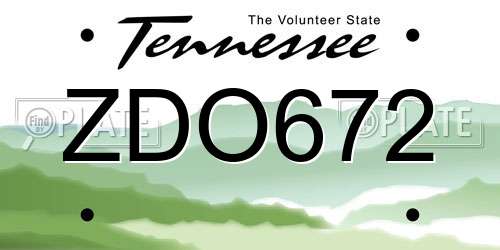 ZDO672 Tennessee License Plate