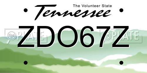 ZDO67Z Tennessee License Plate