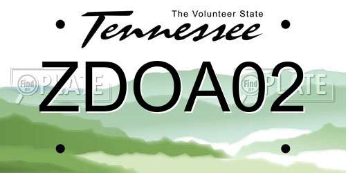 ZDOA02 Tennessee License Plate