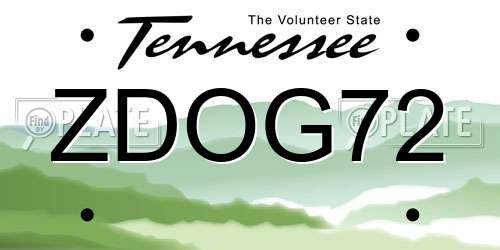 ZDOG72 Tennessee License Plate
