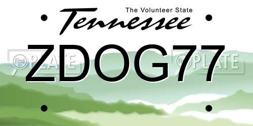 ZDOG77 Tennessee License Plate
