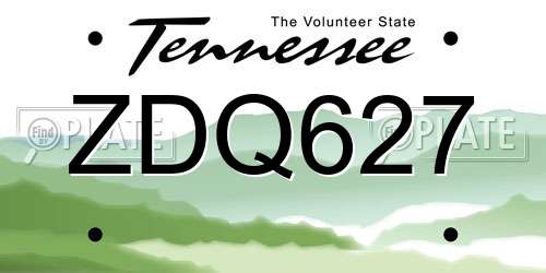 ZDQ627 Tennessee License Plate