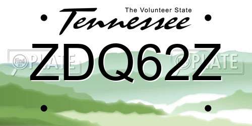 ZDQ62Z Tennessee License Plate