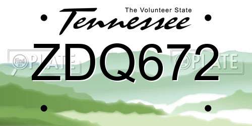 ZDQ672 Tennessee License Plate