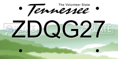ZDQG27 Tennessee License Plate