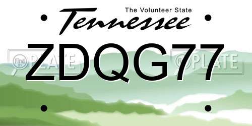 ZDQG77 Tennessee License Plate