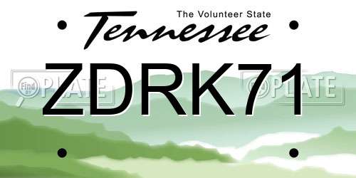 ZDRK71 Tennessee License Plate