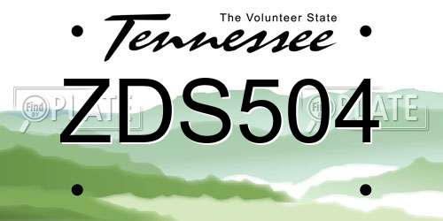 ZDS504 Tennessee License Plate