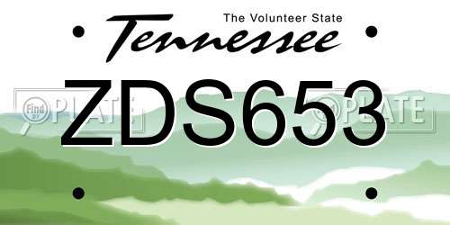 ZDS653 Tennessee License Plate