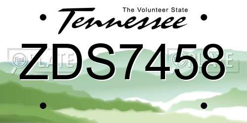 ZDS7458 Tennessee License Plate
