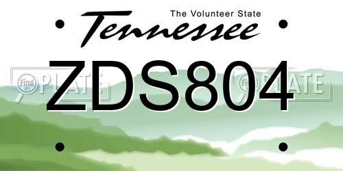 ZDS804 Tennessee License Plate