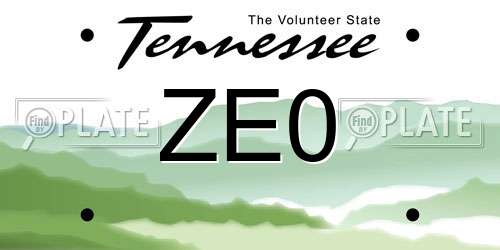 ZE0 Tennessee License Plate