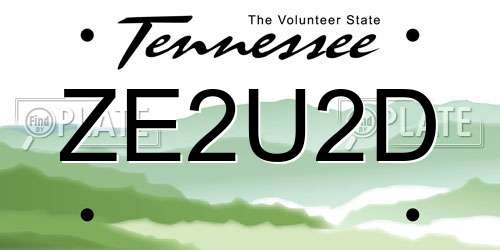 ZE2U2D Tennessee License Plate