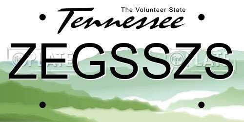 ZEGSSZS Tennessee License Plate