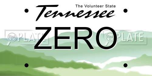 ZERO Tennessee License Plate