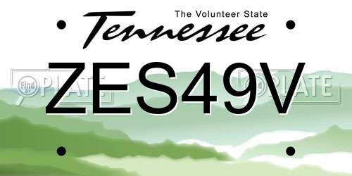 ZES49V Tennessee License Plate