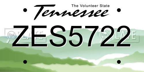 ZES5722 Tennessee License Plate