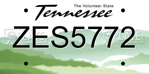 ZES5772 Tennessee License Plate