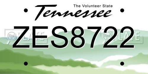 ZES8722 Tennessee License Plate